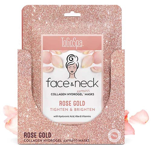 ToGoSpa Face & Neck Express Mask - Rose Gold 1 Face Mask & 1 Neck Mask