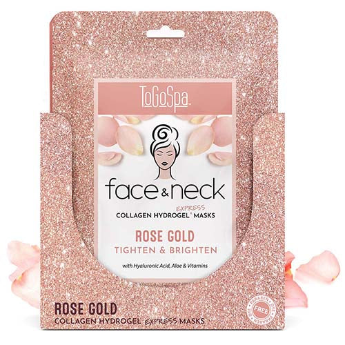 ToGoSpa Face & Neck Express Mask - Rose Gold                   1 Face Mask & 1 Neck Mask